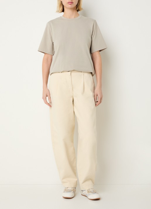 Selected Alma mid waist tapered fit broek met steekzakken - voorkant 4 creme