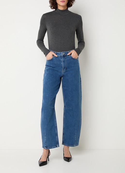 Selected Ane-kori high waist jeans met medium wassing - voorkant 4 indigo