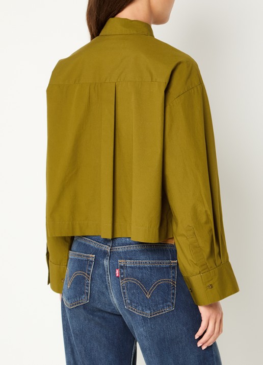 Selected Astha blouse met borstzak - achterkant mosgroen