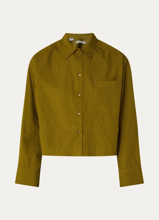Selected Astha blouse met borstzak - voorkant 3 mosgroen