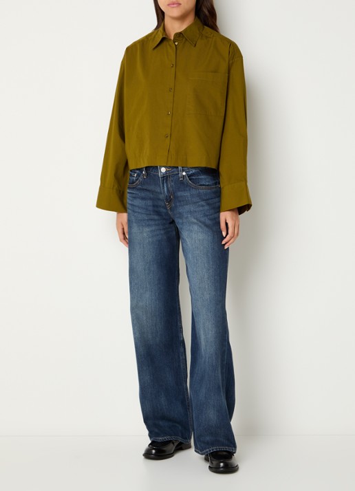 Selected Astha blouse met borstzak - voorkant 4 mosgroen