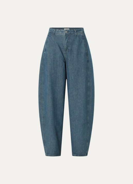 Selected Bella high waist balloon fit jeans met medium wassing - voorkant indigo