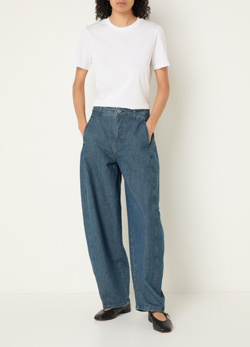 Selected Bella high waist balloon fit jeans met medium wassing - voorkant 2 indigo