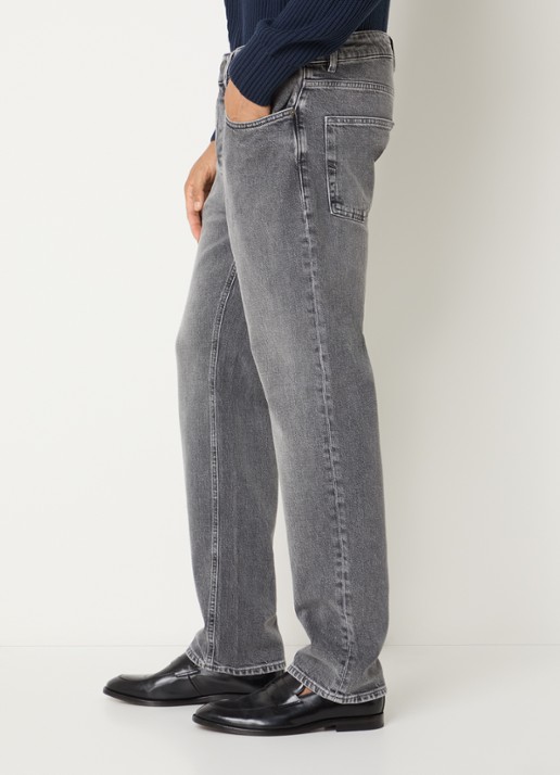 Selected Ben Kori straight leg jeans met gekleurde wassing - detail 3 middengrijs