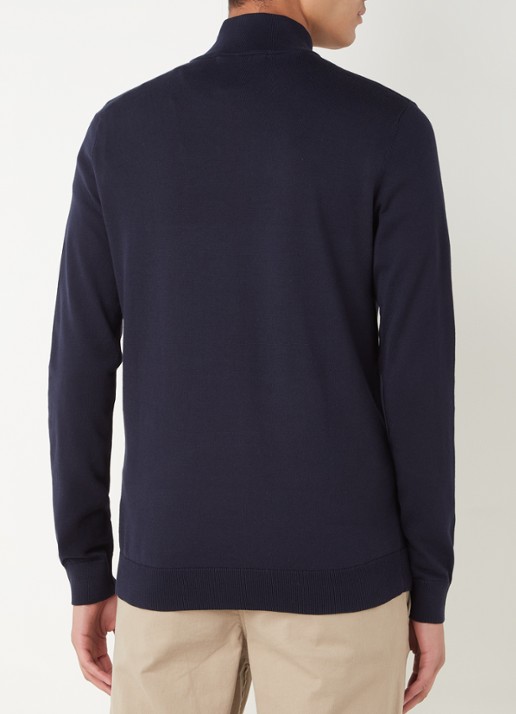 Selected Berg fijngebreide pullover met halve rits - achterkant 3 donkerblauw