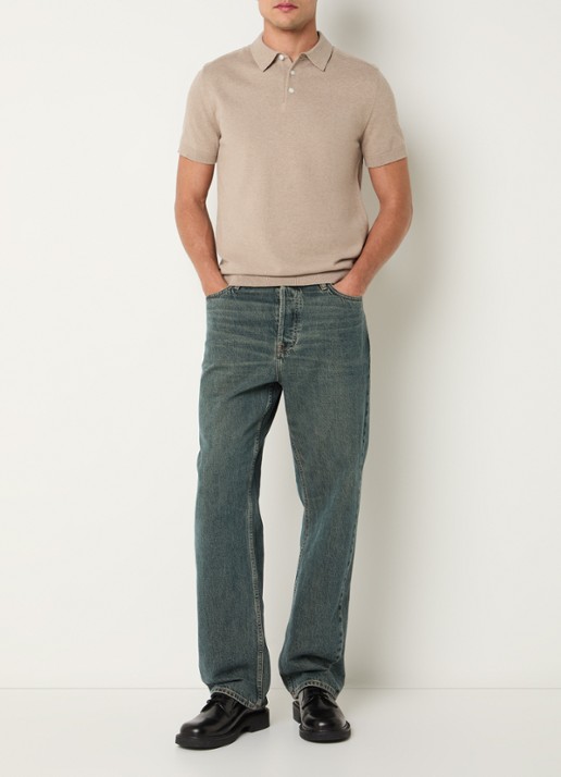 Selected Berg regular fit polo met stretch - voorkant 2 beige