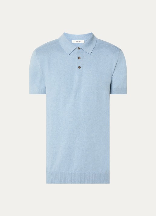 Selected Berg regular fit polo met stretch - voorkant blauwgrijs