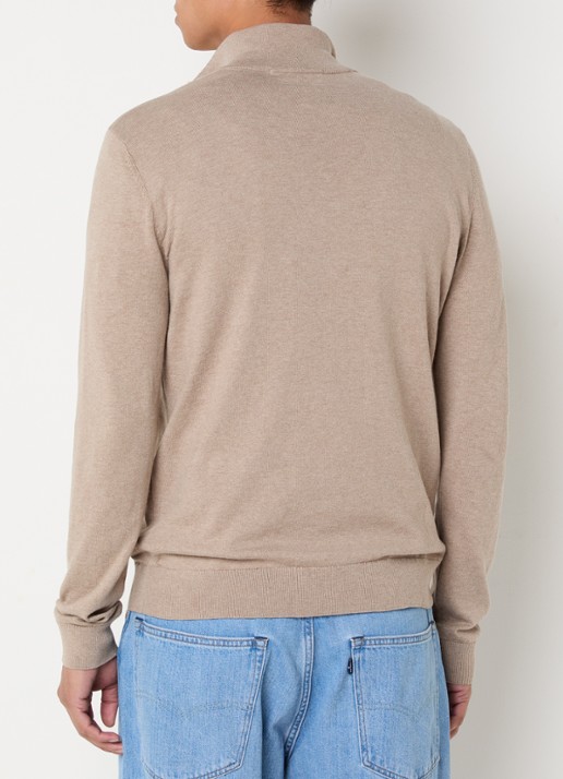 Selected Berg trui met halve rits - achterkant 3 donkerbeige