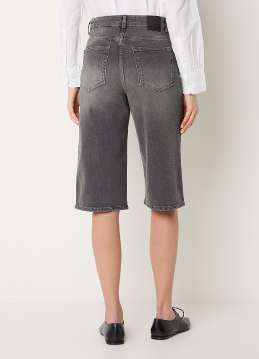 Selected Bine-Kori high waist straight fit korte broek van denim - achterkant donkergrijs