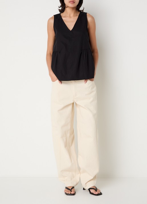 Selected Blair top met V-hals - voorkant 4 zwart