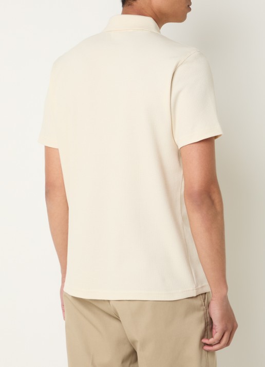 Selected Blaze regular fit polo met structuur - achterkant creme