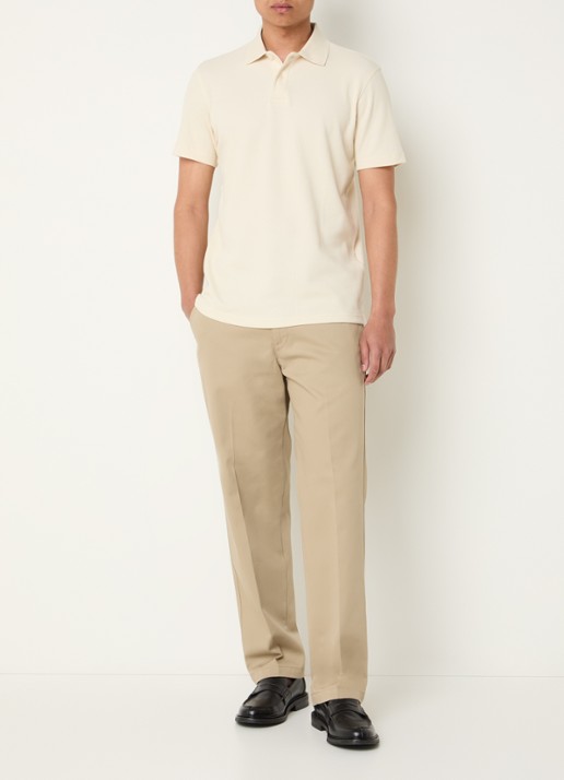 Selected Blaze regular fit polo met structuur - voorkant 3 creme