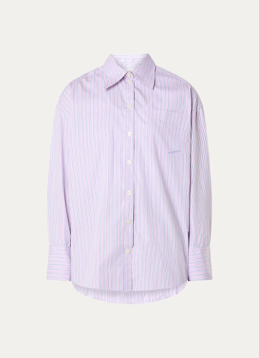 Selected Blouse met streepprint - voorkant 3 roze