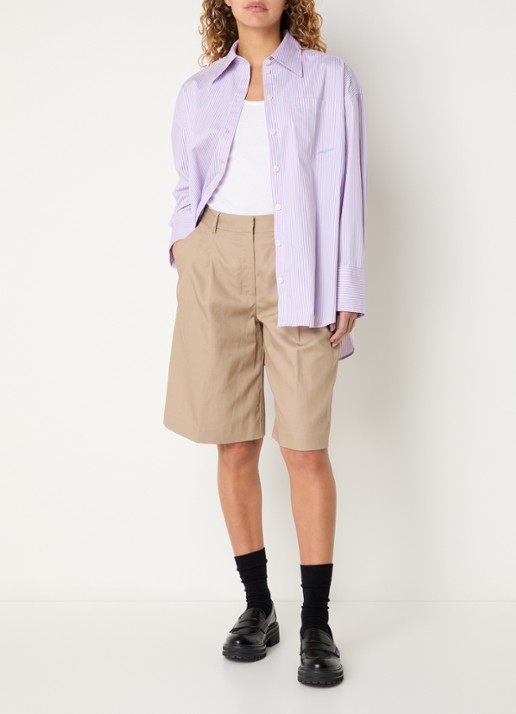 Selected Blouse met streepprint - voorkant 4 roze