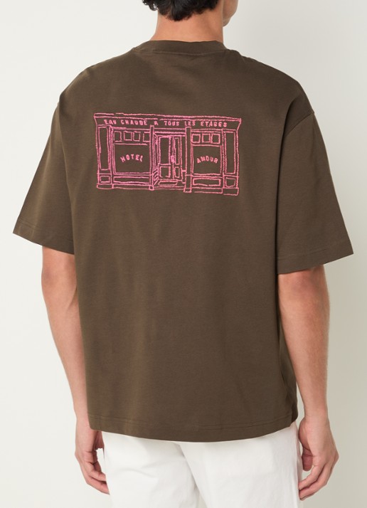 Selected Brock T-shirt met borduring
