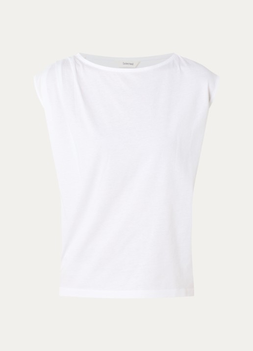 Selected Calli mouwloze top met plooidetail - voorkant 2 wit