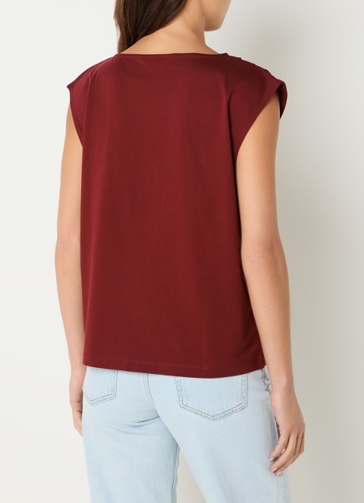 Selected Calli mouwloze top met plooidetail - achterkant roestbruin