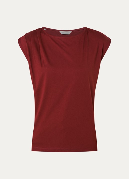 Selected Calli mouwloze top met plooidetail - voorkant 2 roestbruin