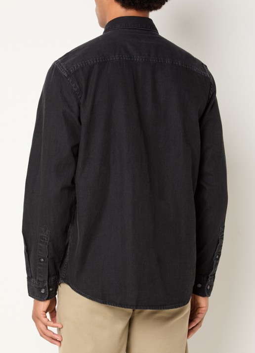 Selected Carlo regular fit overhemd met borstzak - achterkant 2 zwart