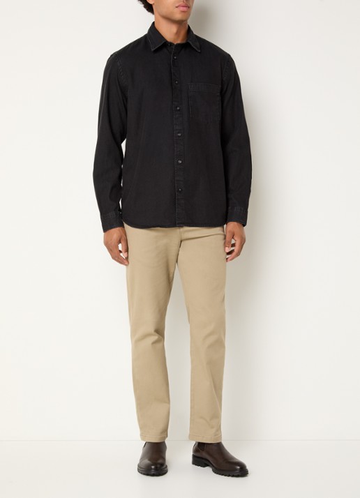 Selected Carlo regular fit overhemd met borstzak - voorkant 4 zwart