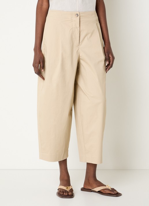 Selected Carmen high waist wide fit cropped broek met steekzakken