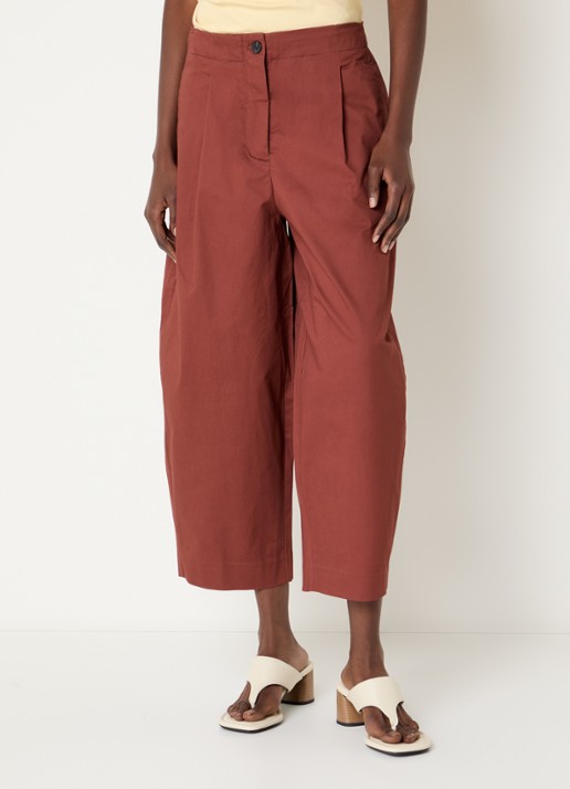 Selected Carmen high waist wide fit cropped broek met steekzakken