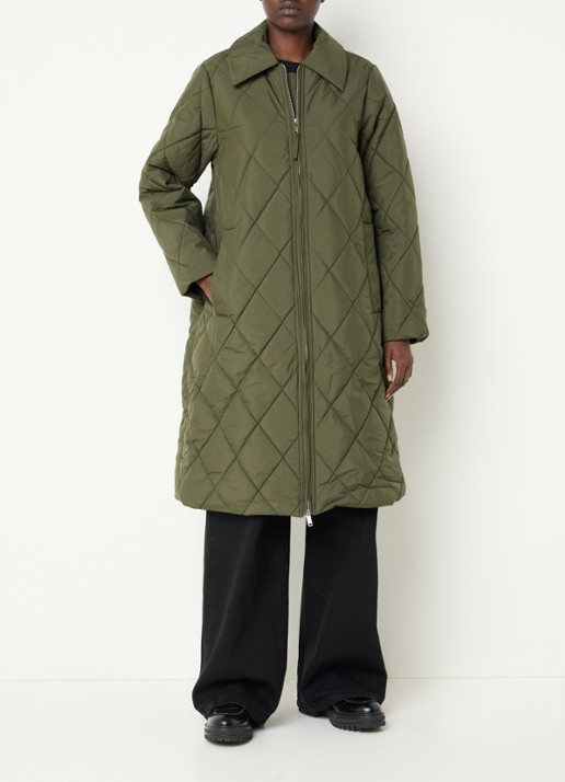 Selected Cilla gewatteerde jas met quilt patroon en steekzakken