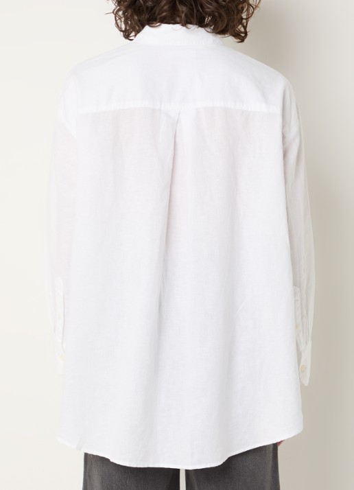 Selected Cleo oversized blouse in linnenblend  - achterkant wit