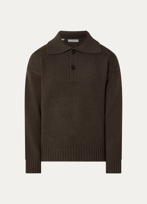 Selected Cody fijngebreide polo in wolblend