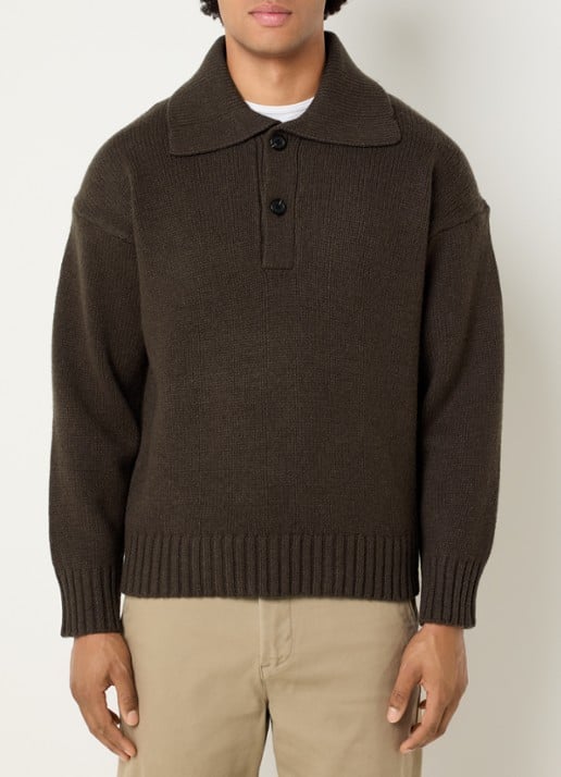 Selected Cody fijngebreide polo in wolblend