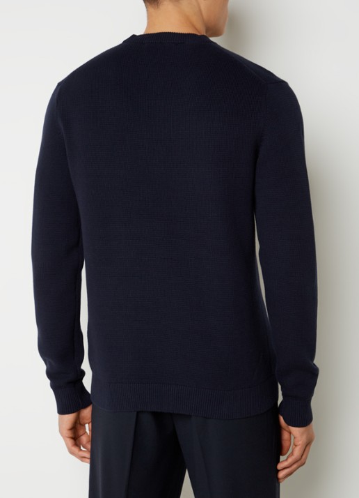Selected Dane fijngebreide pullover  - achterkant 2 donkerblauw