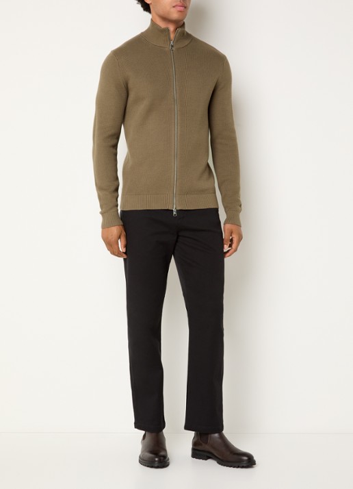 Selected Dane grofgebreid vest met opstaande kraag - voorkant 4 beige