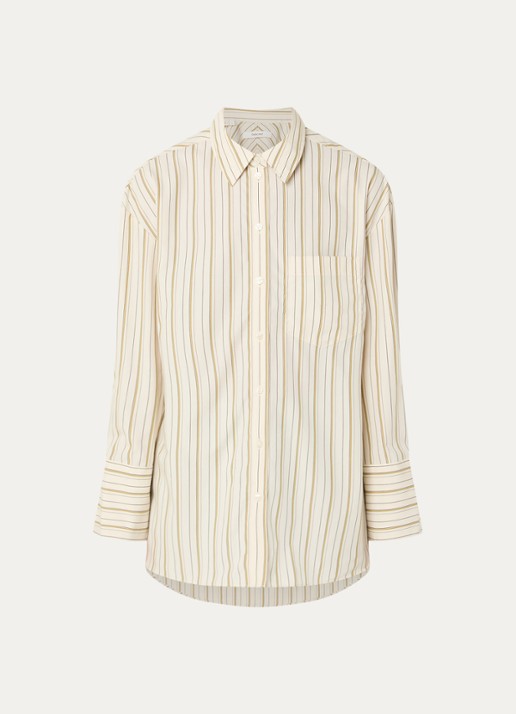 Selected Dannie blouse met streepprint - voorkant 3 gebroken wit