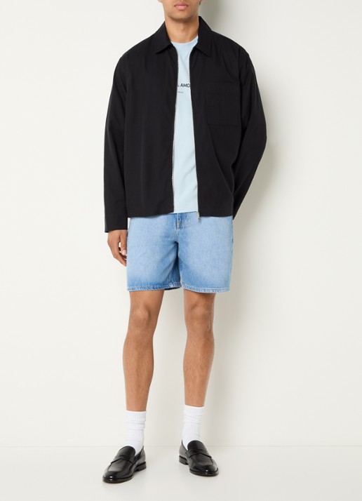 Selected David overshirt met borstzak - voorkant 3 zwart