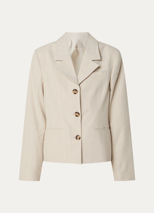 Selected Dima blazer met structuur  - voorkant beige