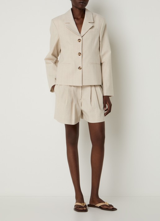 Selected Dima blazer met structuur  - voorkant 2 beige