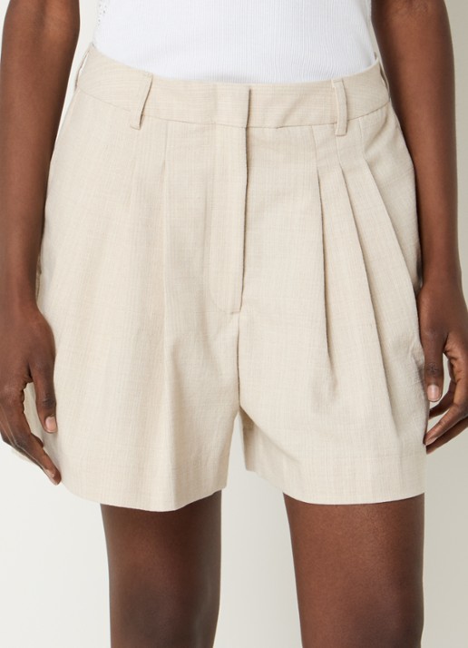 Selected Dima high waist loose fit geplooide korte broek met structuur