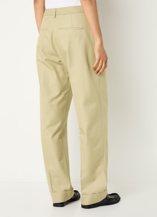 Selected Dora high waist tapered fit pantalon met steekzakken - achterkant 3 beige