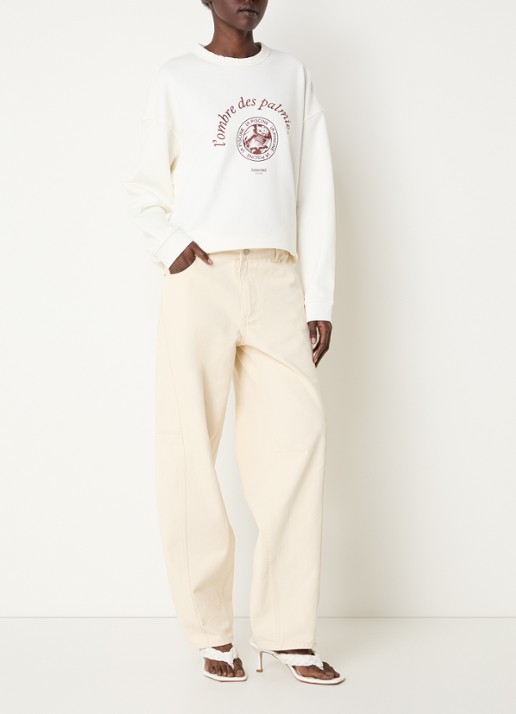 Selected Elisa sweater met borduring - voorkant 2 creme