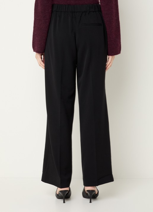Selected Emma high waist wide fit pantalon met steekzakken - achterkant 3 zwart