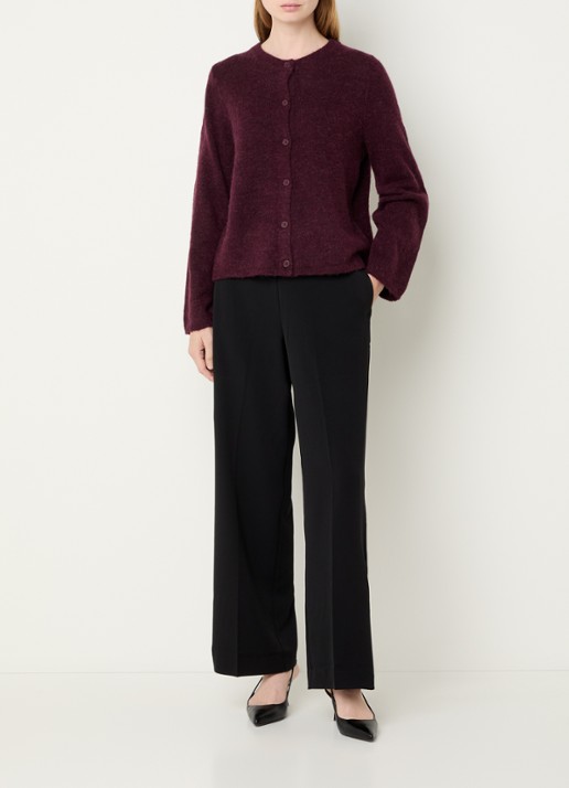 Selected Emma high waist wide fit pantalon met steekzakken - voorkant 2 zwart