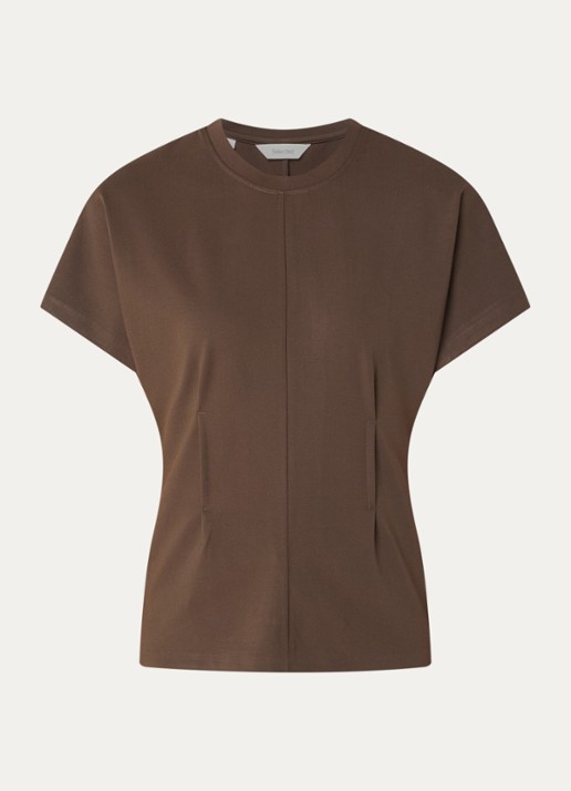 Selected Era top met plooidetail - voorkant 2 bruin