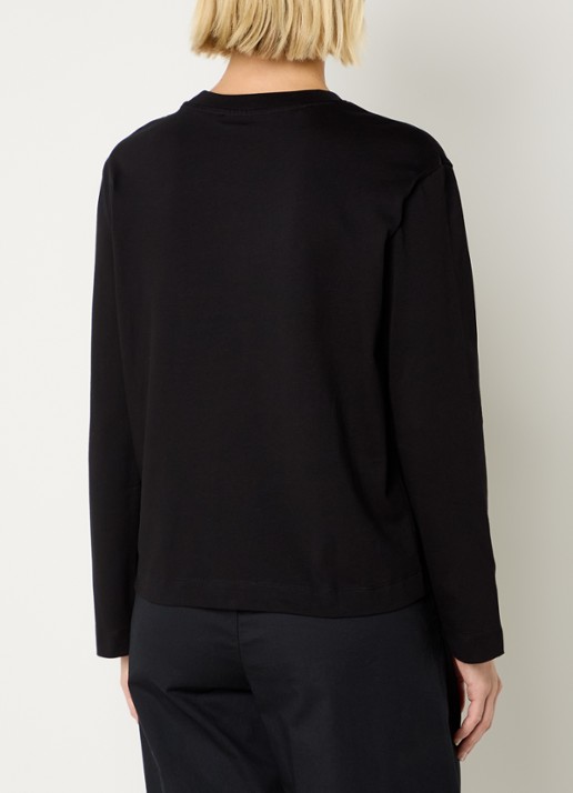Selected Essential longsleeve met ronde hals - achterkant 4 zwart