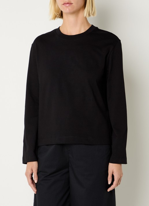 Selected Essential longsleeve met ronde hals - detail 3 zwart