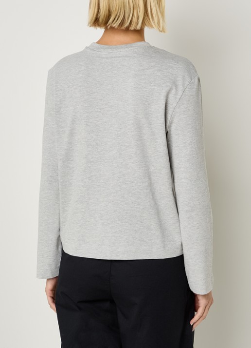 Selected Essential longsleeve met ronde hals - achterkant 4 grijsmele