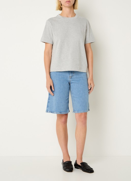 Selected Essential T-shirt met ronde hals - voorkant 4 grijsmele