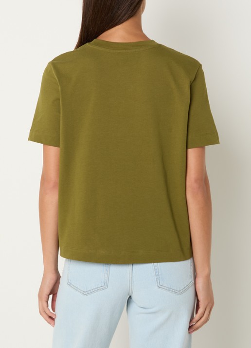Selected Essential T-shirt van katoen - achterkant 4 mosgroen