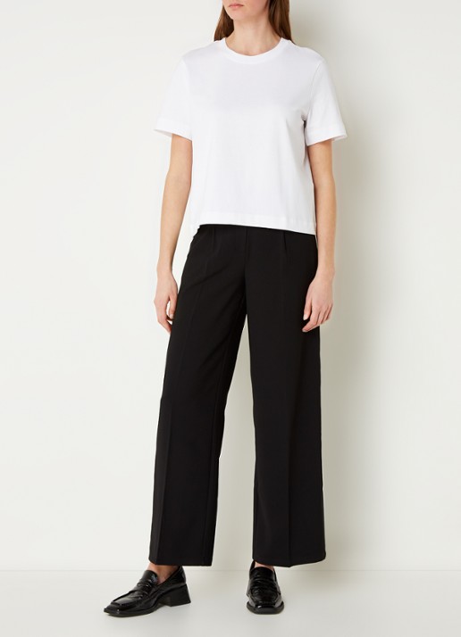Selected Essential T-shirt van  katoen - voorkant 3 wit