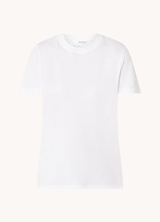 Selected Essential T-shirt van  katoen - voorkant wit