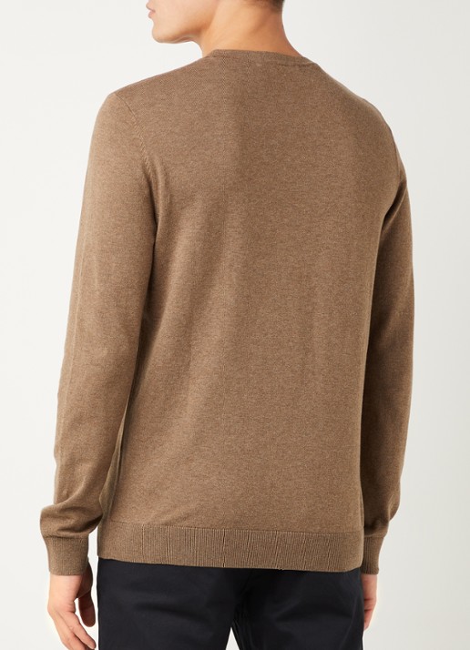Selected Fijngebreide pullover met ronde hals - achterkant lichtbruin